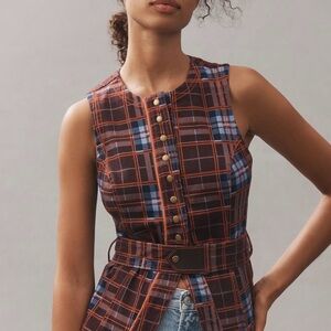 Anthropologie Wine Longline Vest